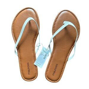 Maurices Tan and White Sandals Classic Thong Design